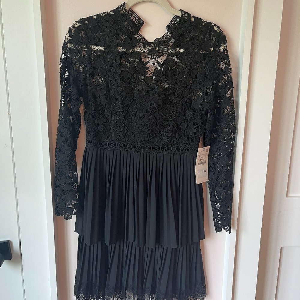 ZARA Black long sleeve lace dress